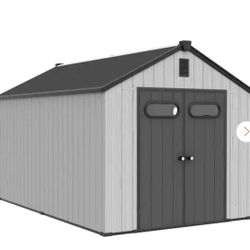 All-Weather 8 ft. x 12 ft. Resin Outdoor Garden Storage Shed Tool Shed w/ Windows and Floor (96 sq. ft. ) in Light Gray