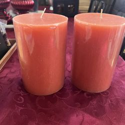 Two Crate And Barrel Orange candles - New