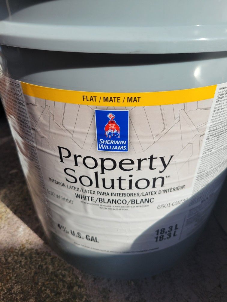 5 Gallon Bucket Interior Flat Finish Light Beige Paint NEW