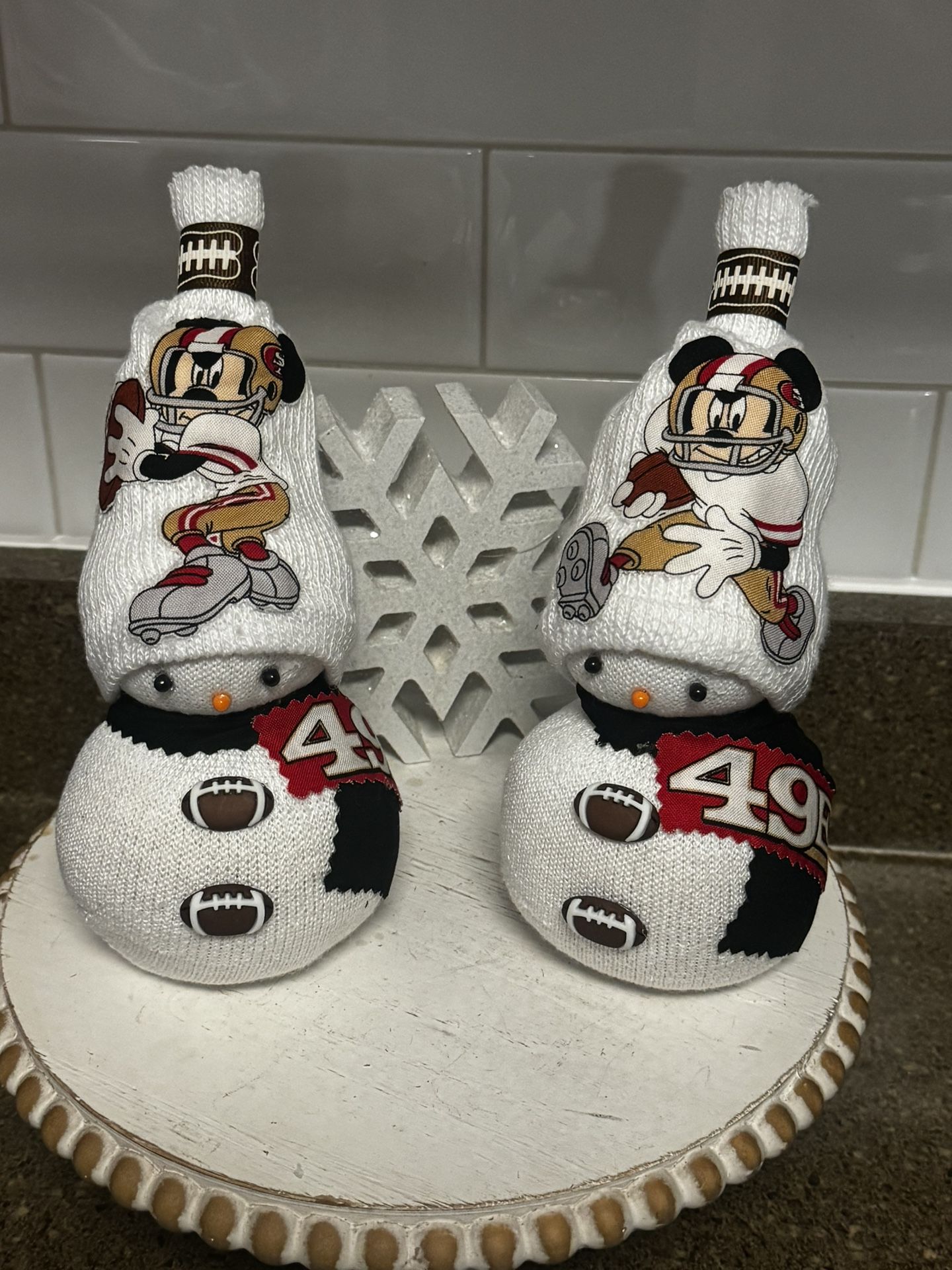 New Handmade Set Of 2 San Francisco 49ers Snowmen
