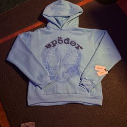 Light Blue Sp5der Hoodie Size M