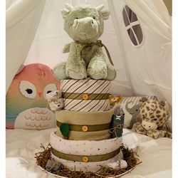 Cute Dragon Cake In Moss Green Colors