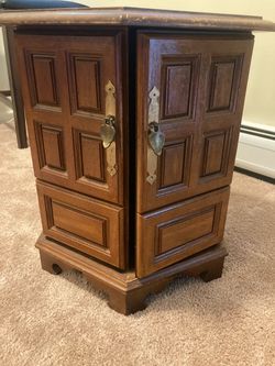 Vintage hexagon Wood  Cabinet
