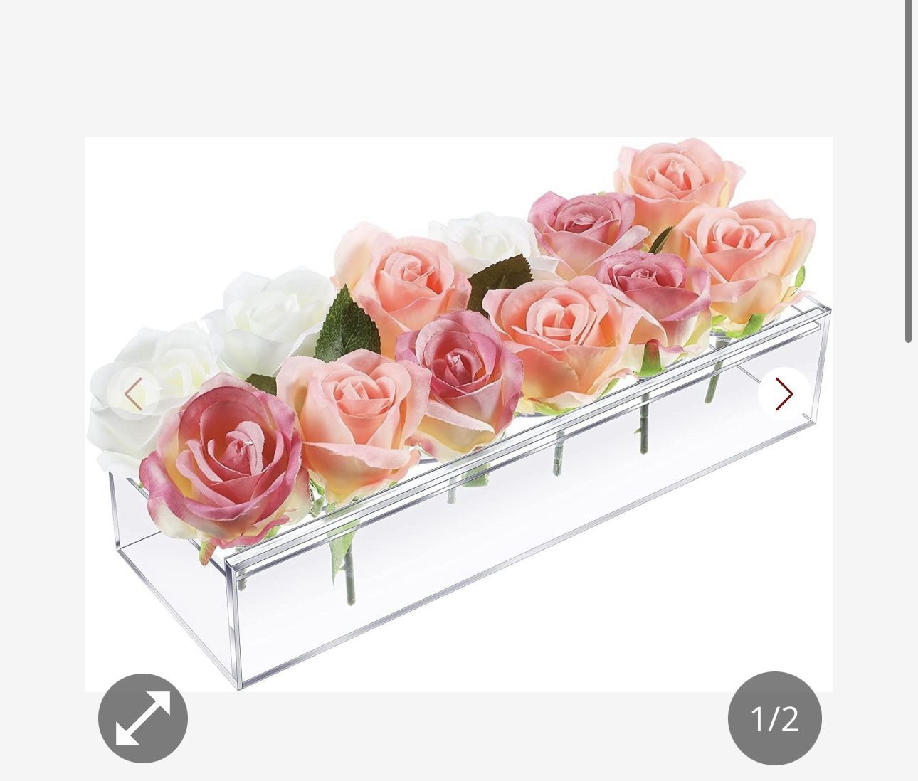 Brand New Clear 12” Acrylic Flower Vase Rectangular Floral Centerpiece, 12 Inches Long Low Vases With Holes For Dinning Table, Home Decor