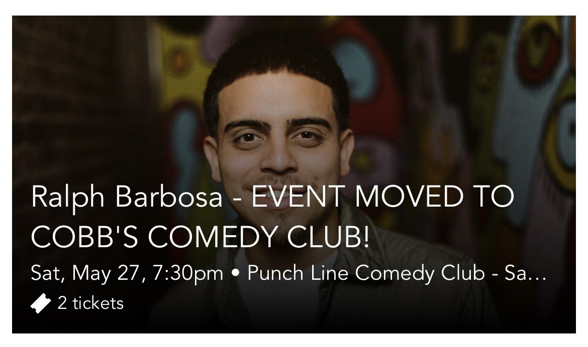 Ralph Barbosa Tickets Live Show San Francisco May 27th