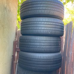 I got four tires in good condition they have about 50 to 60% tire size 235/55/18