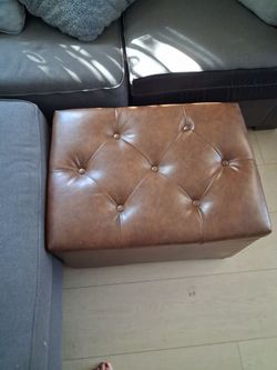 Ottoman brown leather