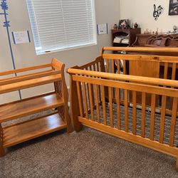 Crib And Changing Table Matching Set