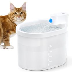 uahpet 2024 Upgraded Cat Water Fountain, Wireless & Battery Operated 2L/67oz Automatic Pet Water Fountain with Motion Sensor, Food-Grade ABS Tray
