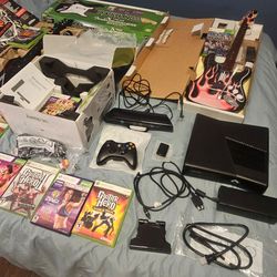 Xbox 360 Complete CIB Bundle - 2 Boxed Guitars + Kinect + 15 Games