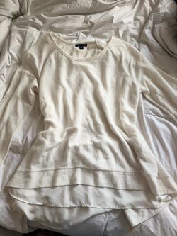 White Waffle Knit Long Sleeve Top