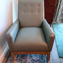 Mint Green Mid Century Leather Rocking Chair (LIKE NEW)