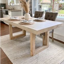 Custom built dining table solid wood Modern Rustic Farmhouse Restoration Hardware West Elm Pottery Barn Counter Height Bar Round Oval Square Bench 