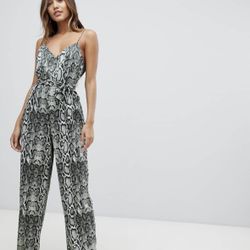 jumpsuit with wide leg in snake print