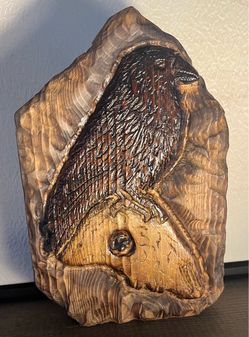 Hand-Carved Wood Raven Relief Sculpture *Make an offer*