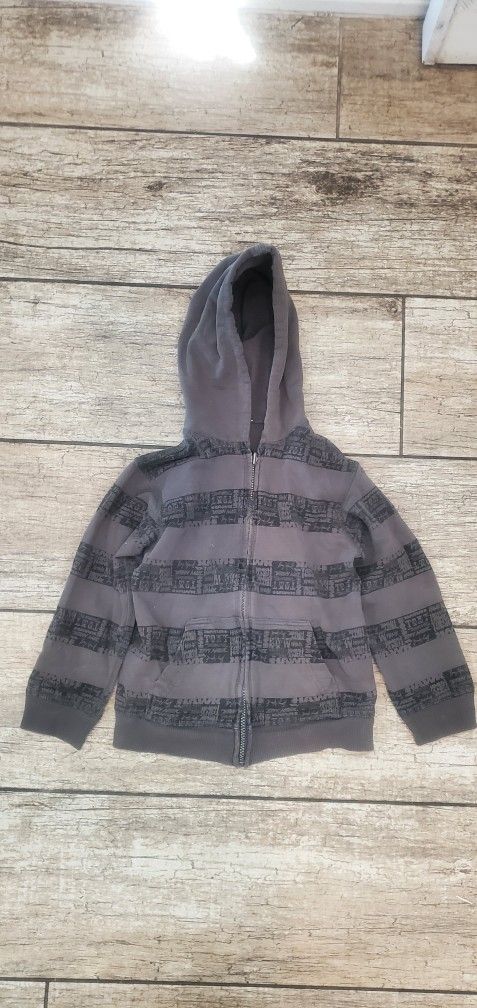 Boys Size 6 Gray And Black Tony Hawk Reversible Zip Up Hooded Sweatshirt