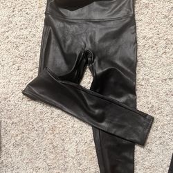 Spanx Faux Leather Shaping Leggings Petite Small 