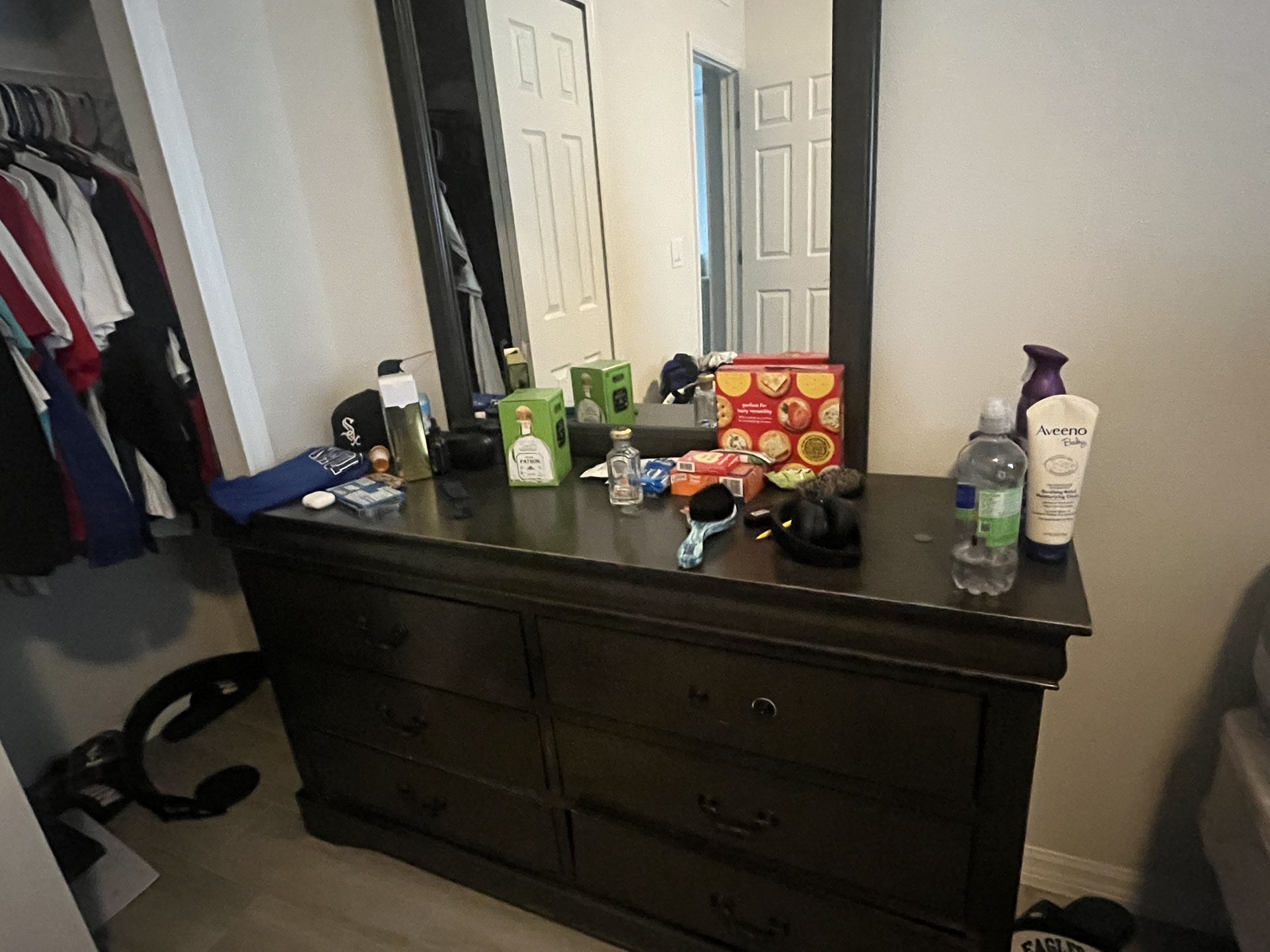 Wooden Dresser With Mirror