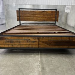 Dania Queen Size Industrial Modern Bed Frame