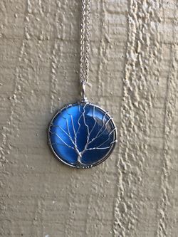 Blue Gemstone Necklace- New 18 inches 
