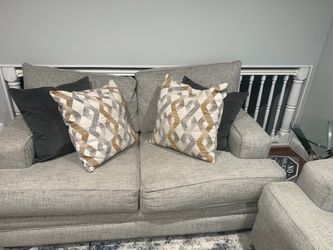 Gray Couch and Loveseat with Ottoman