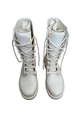 Christian Dior “Boot-Camp” Off-White Lace-Up Combat Boots,size 38