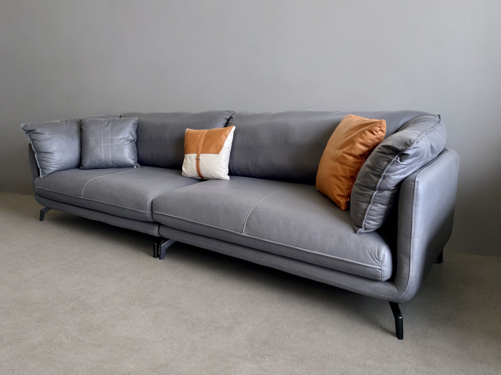 💥WAREHOUSE SALE 🏷 BRAND NEW 110” Mid-Century Fabric Living Room Sofa, Gray