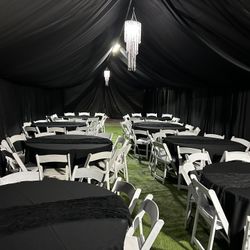 Draping Canopy Tables Chairs Linen