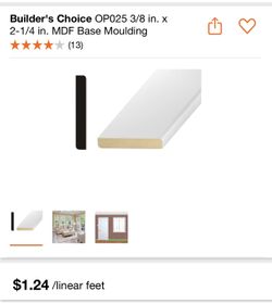 MDF Baseboard 3/8 In. X 2-1/4 In. X 16 Ft.