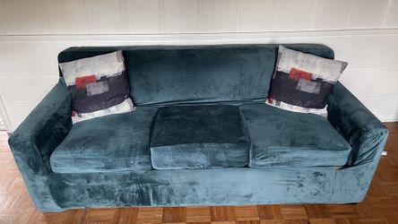 FREE Teal Velvet Sofa Bed / Sleeper Couch – 3 Seater