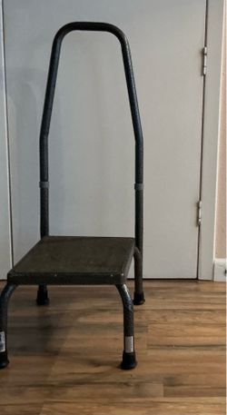 Footstool with non-skid platform & hand rail
