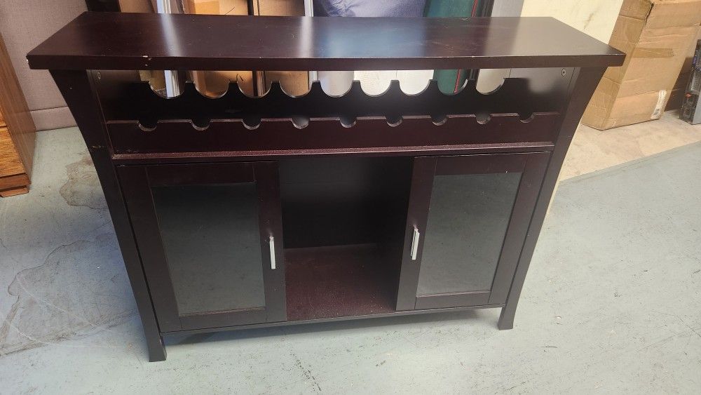 Kings Brand Furniture Wine Rack Buffet Server Console Table with Glass Doors, Espresso