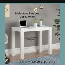 Brand New Mainstays Parsons Desk With Drawers White