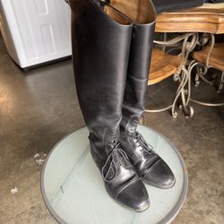 Women's Tall Black Leather Riding Equestrian Boots  Size 8 Very Good Condition