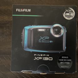 FUJIFILM FinePix XP130 Digital Camera (Sky Blue) w/ 16GB Case and Strap Bundle