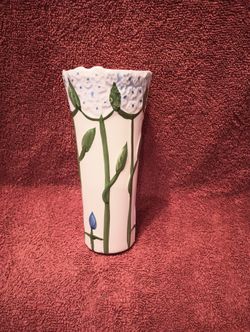 Vintage Portuguese Ceramic Vase with Floral Designs | 6.5"