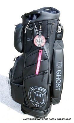 Ghost Golf 14-Way top Cart Bag Black PU Leather with Rain and Belt covers 