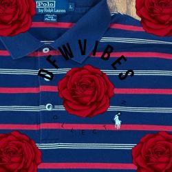 🔵 Striped Blue White PONY Mens LARGE Ralph Lauren POLO Short Sleeve Collared Vintage Golf Dress Shirt