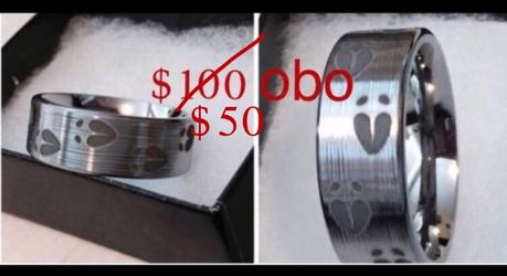 "Deer Tracks" brushed titanium men's wedding band