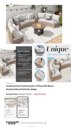 Half moon patio sectional