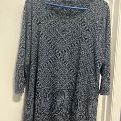 Lucky brand 2X Tunic Style Blue Top