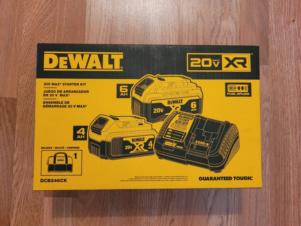 New Dewalt 20v XR 4ah & 6ah Battery Starter Kit $150 Firm. Pickup Only 