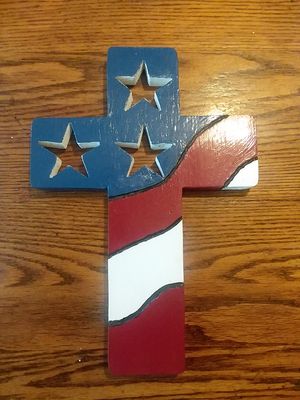 Red White And Blue Wooden Cross Wall Decoration For Sale In
