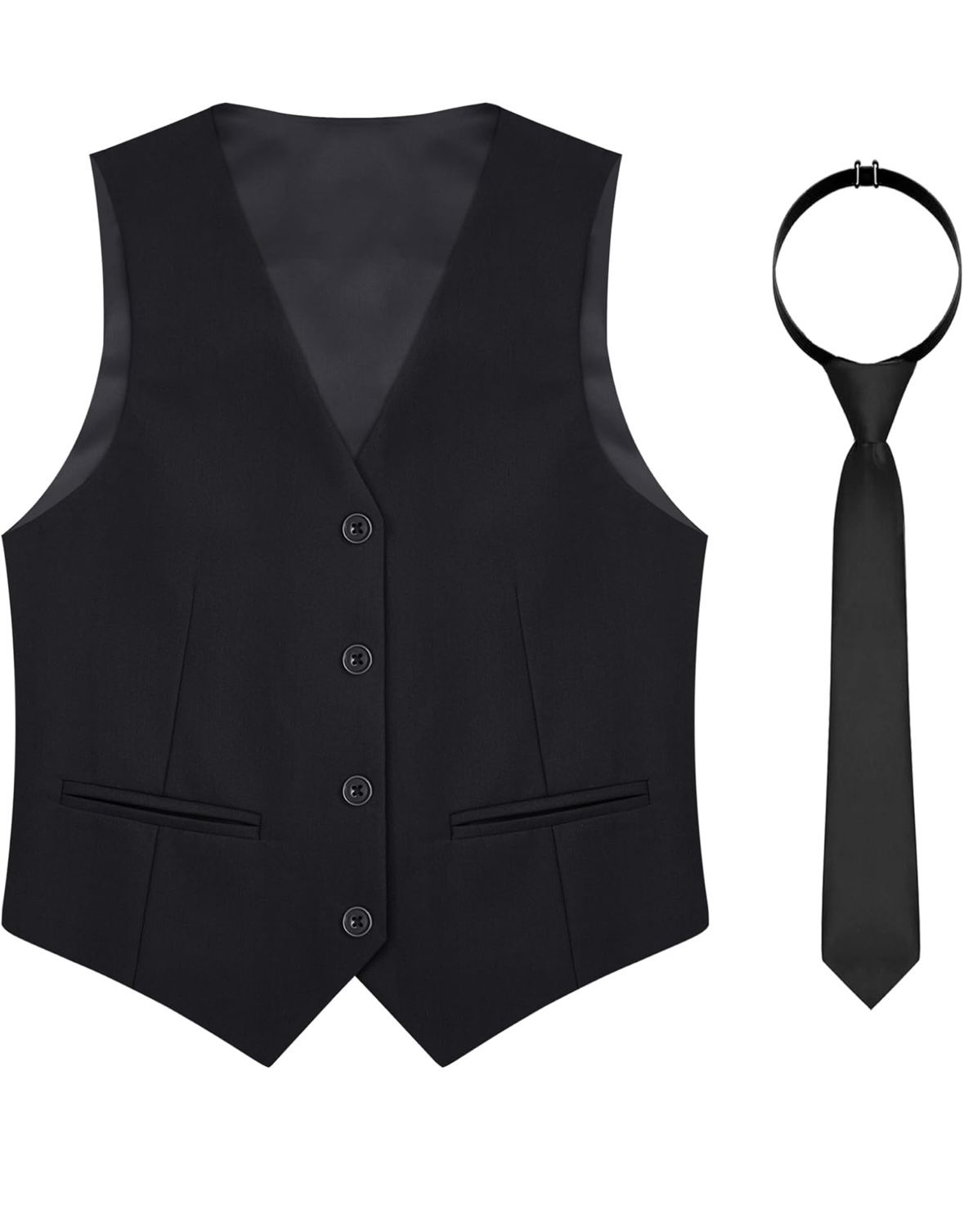 Four-button formal suit vest with tie for boys (Blqck Color)