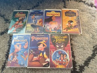 Disney vhs Tapes, Lion king, Pinocchio, Hercules, Hunchback Of Notre Dame, Return Of Jafar, Tarzan, Pocahontas