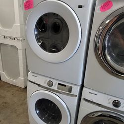 Like New Samsung Front Loading Washer And Stackable Gas Dryer Set 