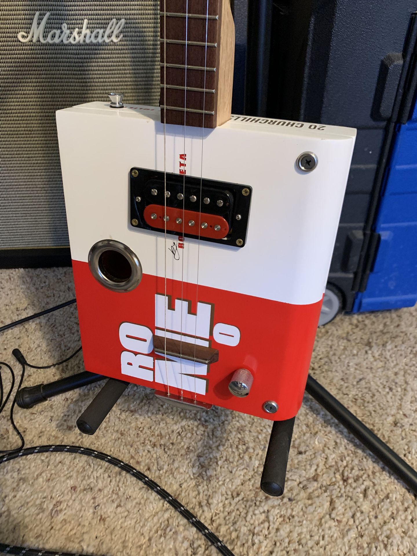 Custom 3 String Acoustic Electric Metal Cigar Box Guitar - New