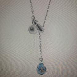 Sterling silver fresh and sweet blue diamond water drop necklace