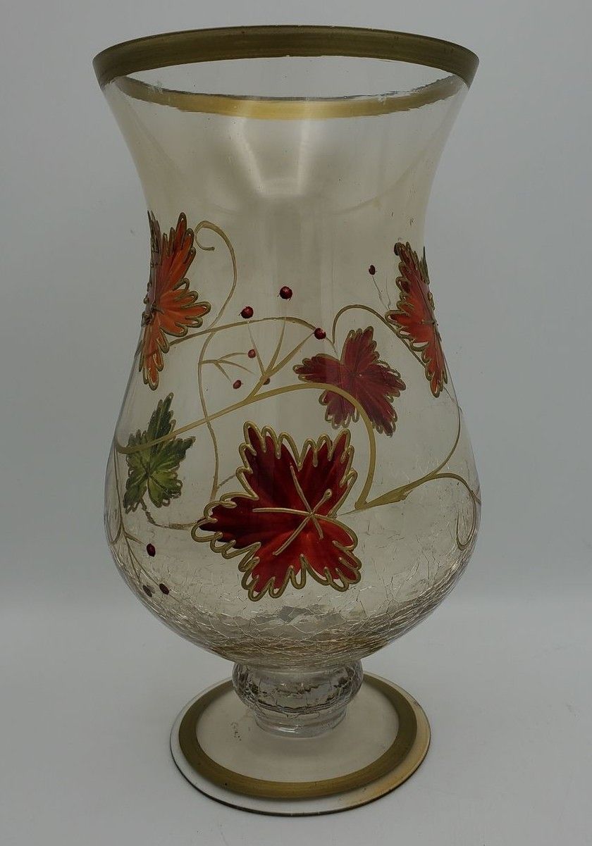 Pair of Fall Leaves Hurricane Vases
