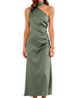 Sage Green one shoulder dress